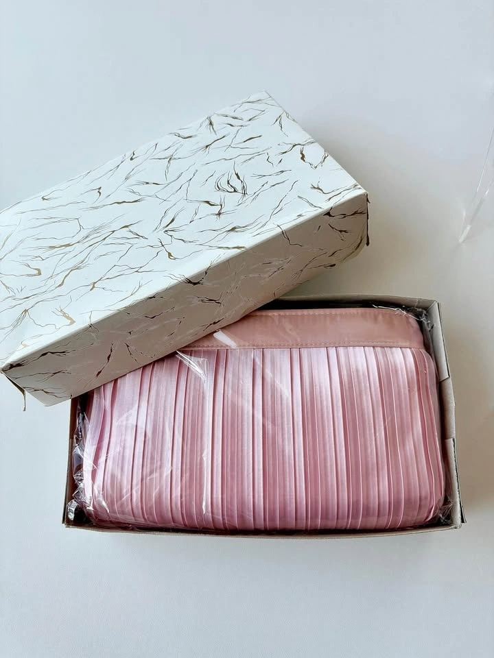 Pink Pleated Satin Clutch Bag - photo 4
