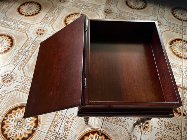 Vintage Book Side Table/ Memory Box with Stand. Deep Brown - photo 3