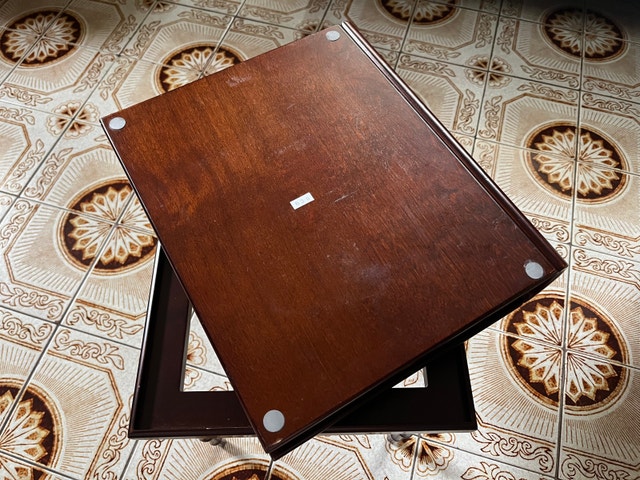Vintage Book Side Table/ Memory Box with Stand. Deep Brown - photo 4