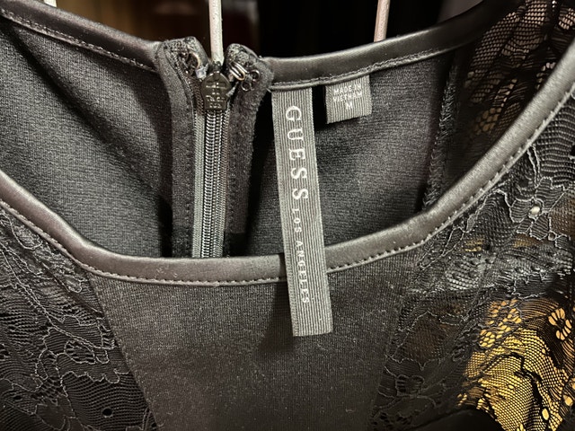 Guess Black Peplum Top with lace detail, medium - photo 3
