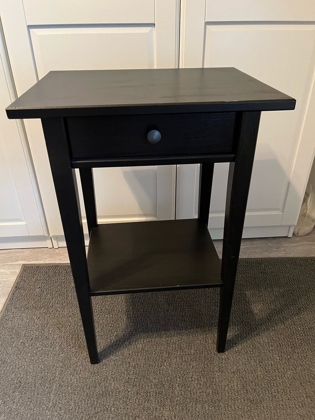Ikea Hemnes Nightstand, Black-Brown