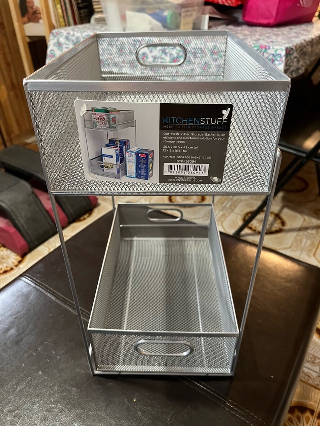 KSP Mesh Sliding Storage Basket 2-Tier (Silver) 31 x 21 x 42 cm