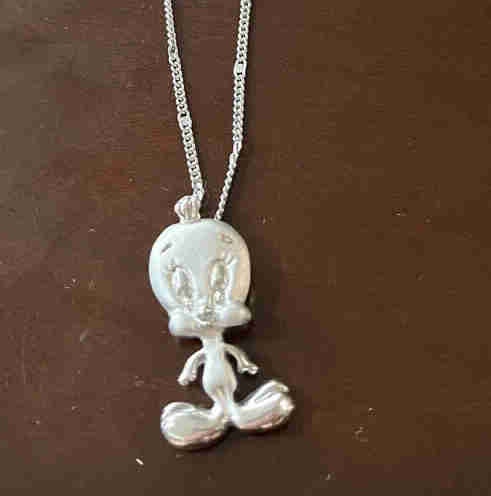 Tweety Bird Necklace, Silver Plated