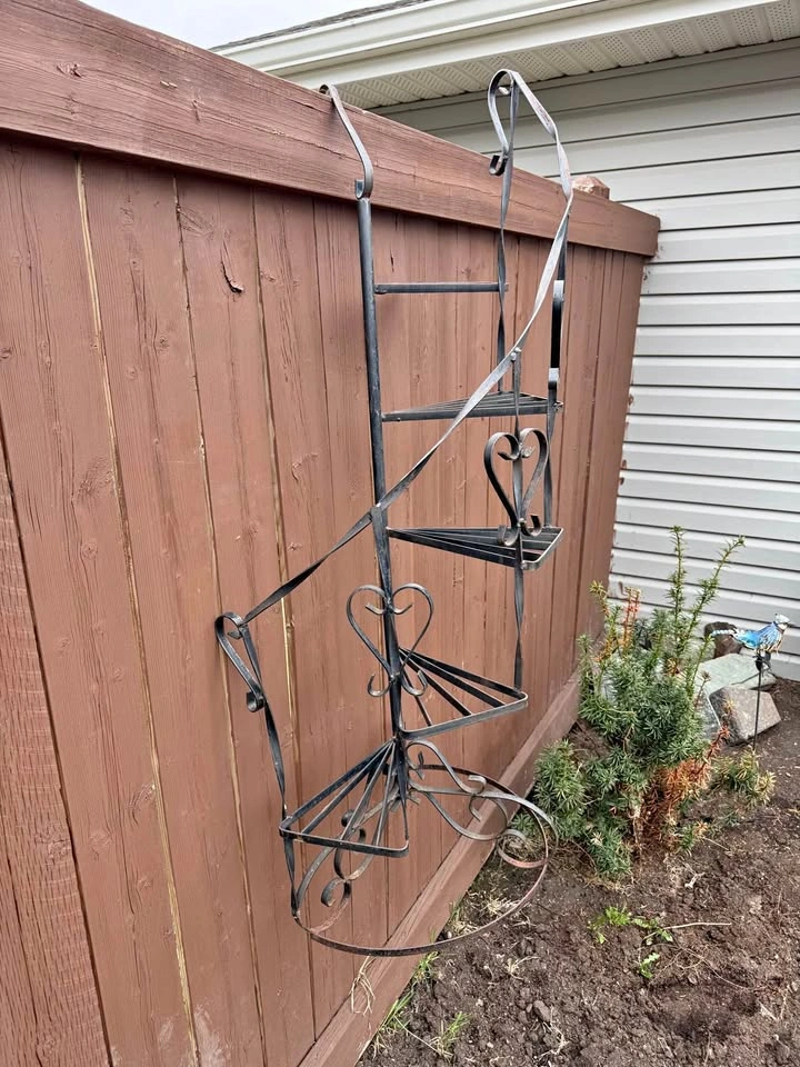 Vintage Wrought Iron Plant Stand / Garden Shelf
