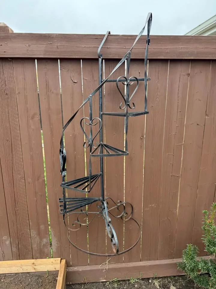 Vintage Wrought Iron Plant Stand / Garden Shelf - photo 2