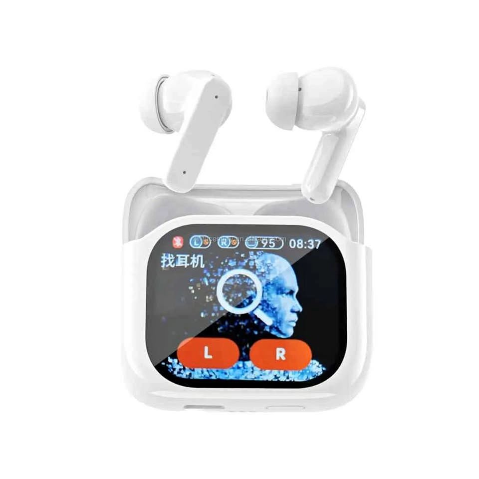 White Wireless Earbuds with Screen