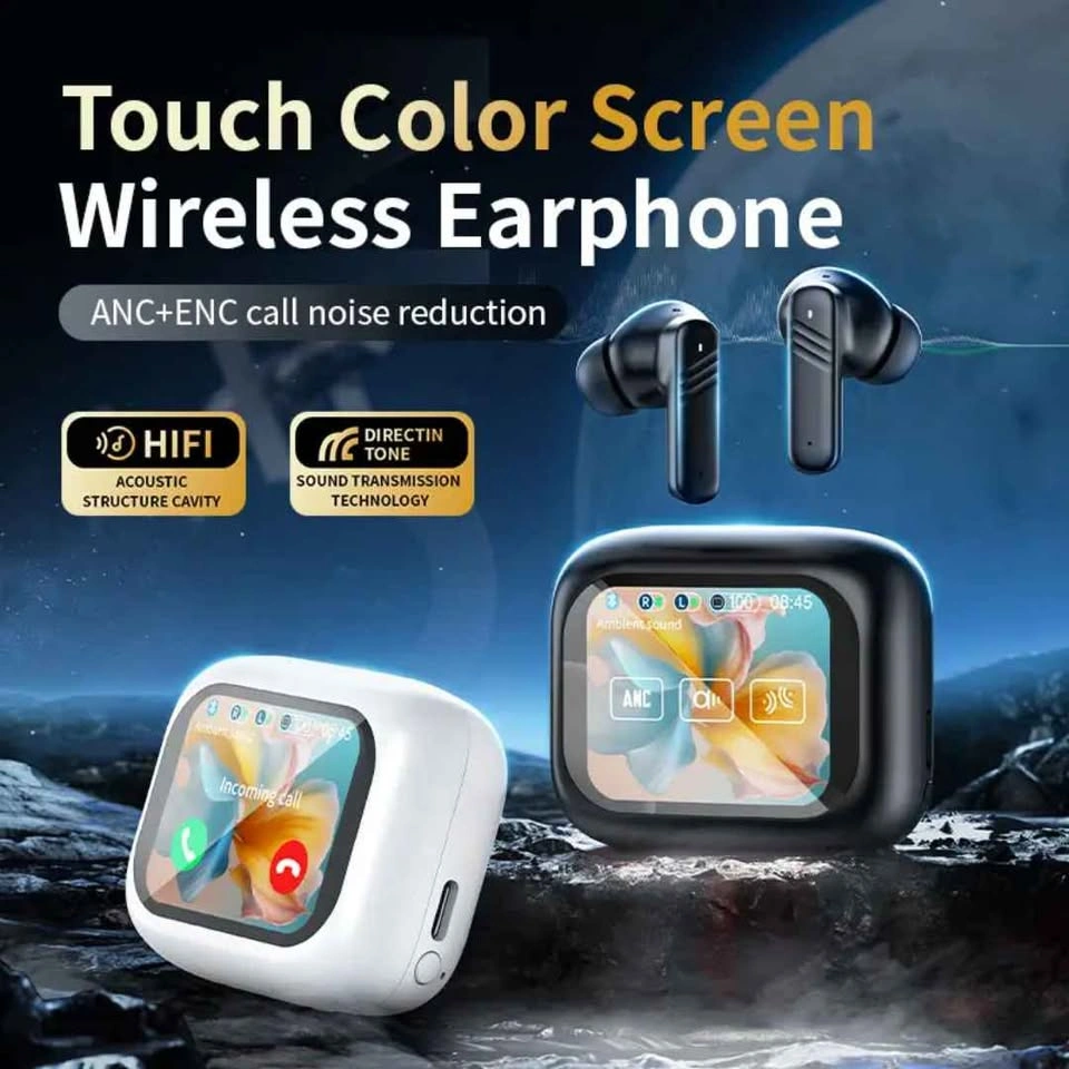 White Wireless Earbuds with Screen - photo 2