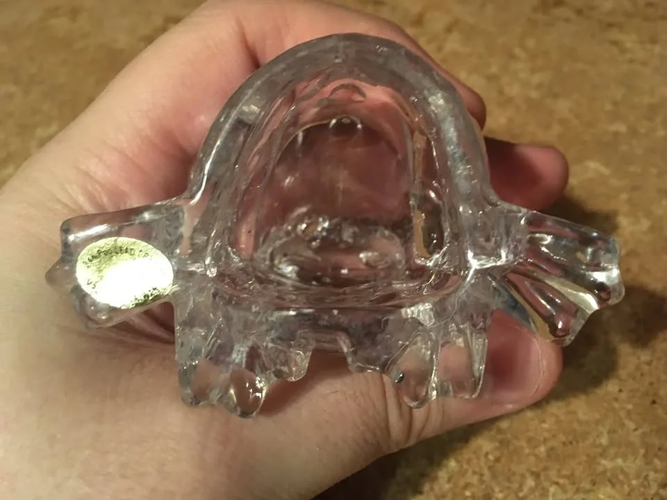 VINTAGE SITTING FROG TOAD 24% LEAD CRYSTAL CLEAR GLASS PAPER WEI - photo 5