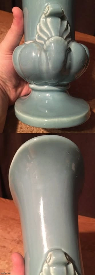 VINTAGE URN VASE SLATE BLUE OVAL SHAPED 10" - photo 3