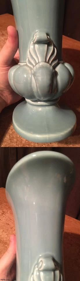 VINTAGE URN VASE SLATE BLUE OVAL SHAPED 10" - photo 4