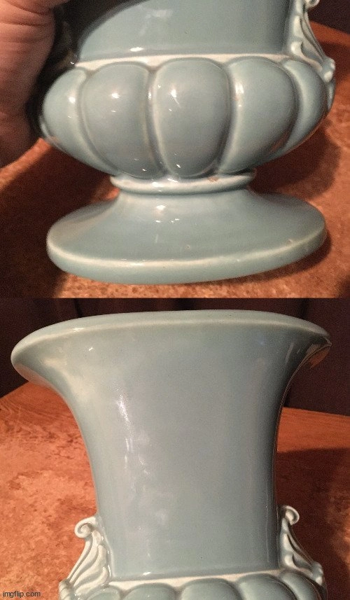 VINTAGE URN VASE SLATE BLUE OVAL SHAPED 10" - photo 5