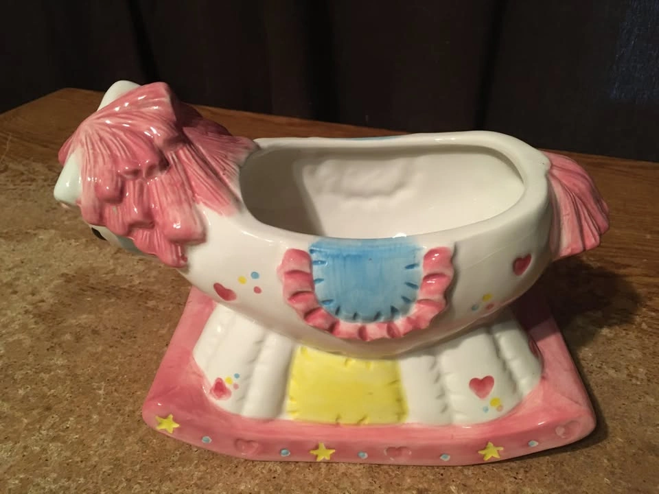 PINK PONY ROCKING HORSE WITH HEARTS AND STARS PLANTER - photo 2