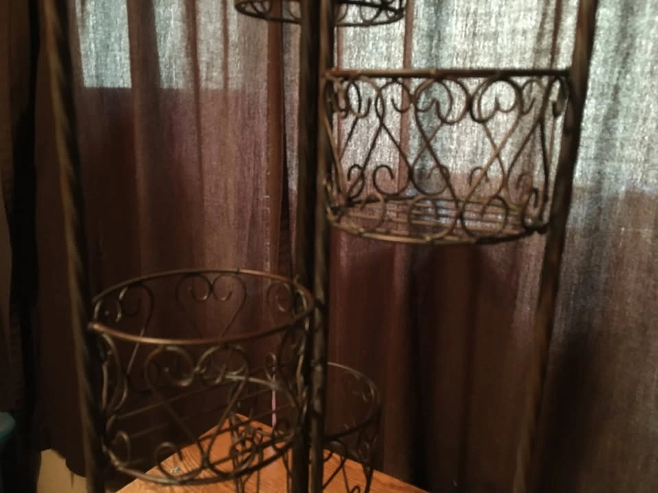 FOLDING PLANT STAND 5 POT HOLDER RUSTIC METAL 41" - photo 5