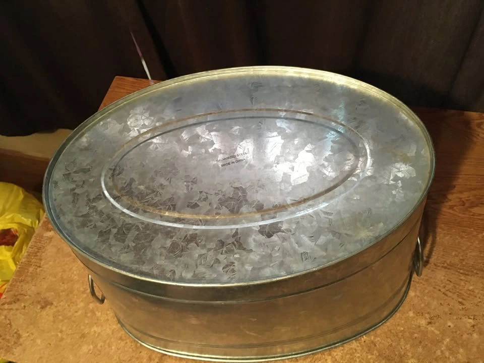 OVAL GALVANIZED STEEL BUCKET STORAGE PLANTER DECOR 19" X 11" X 1 - photo 4