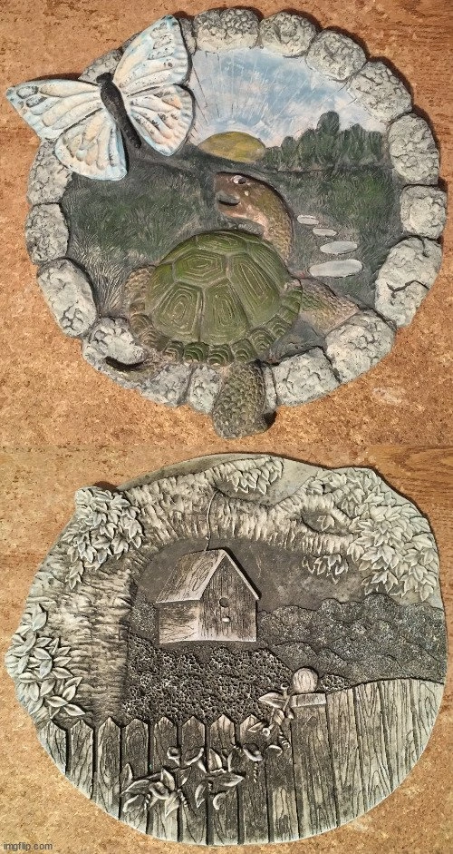 LOT OF 10 STEPPING STONES GARDEN DECOR SUN MOON LEAVES BUTTERFLI - photo 3