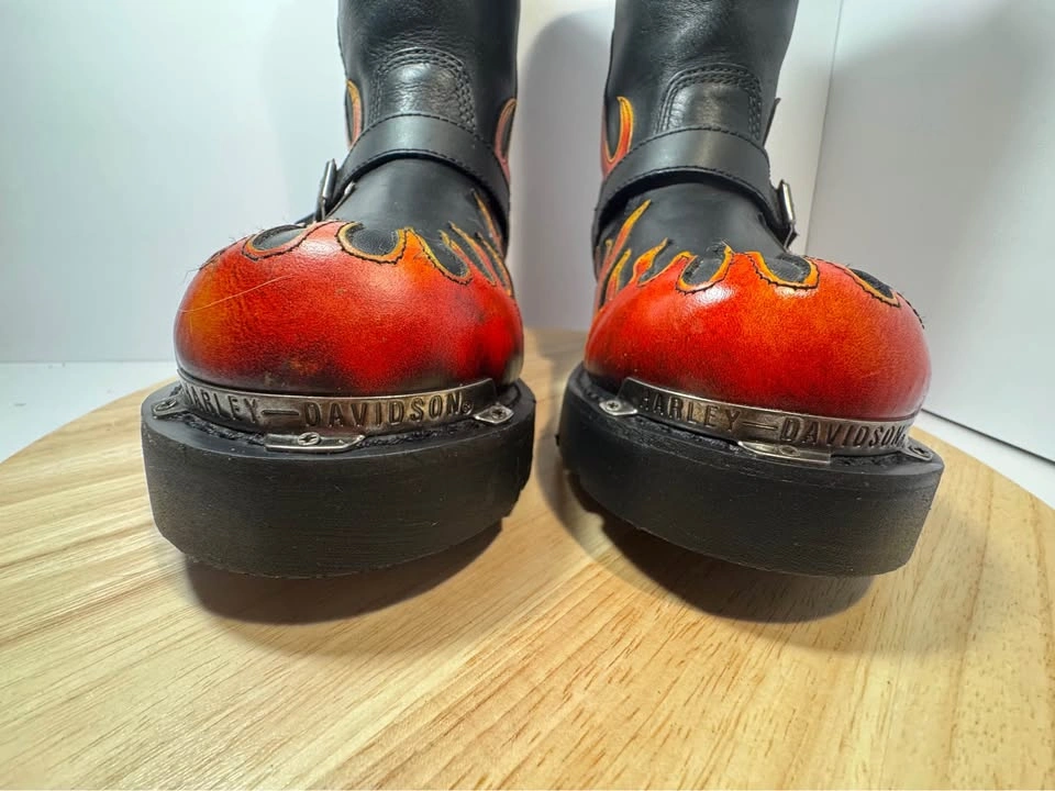 Vintage Harley-Davidson Flame Harness Biker Boots - photo 3