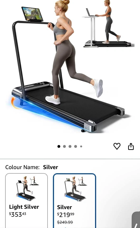 New Viamotion Walking Pad Treadmill with Handle Bar — Silver