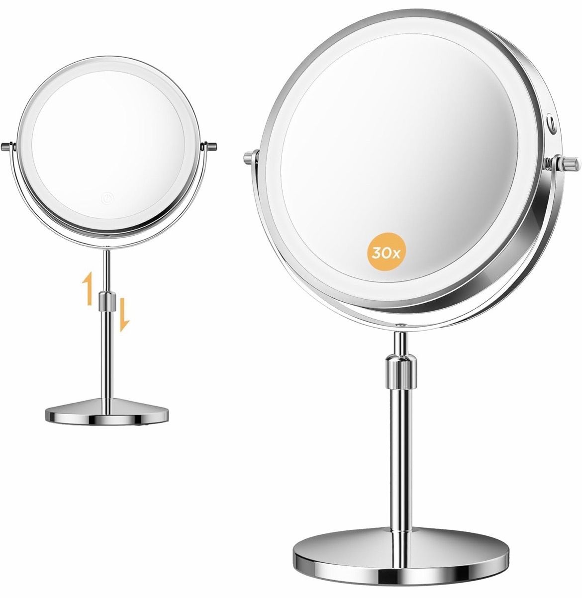 Tubbed 9” Makeup Mirror 1X/30X Magnifying LED Lights