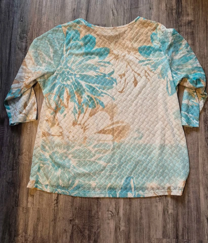 Alia Women's XL Floral Textured 3/4 Sleeve Top - photo 2