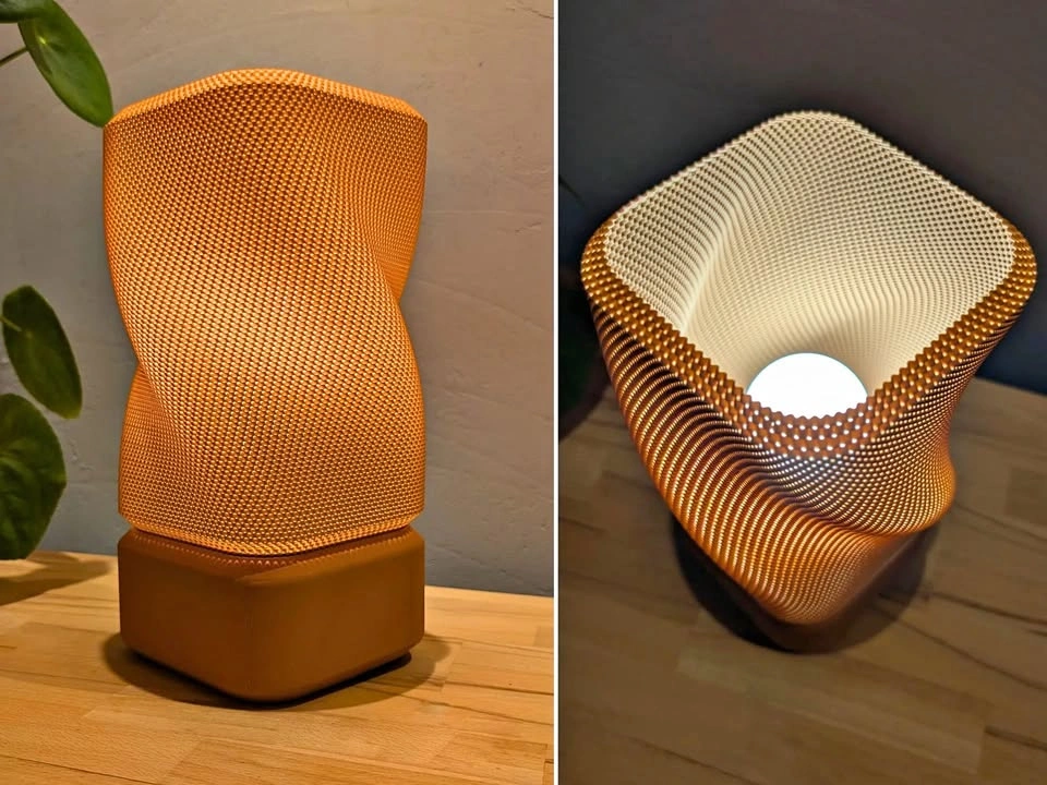 3D Printed Wavy Table Lamp, Cozy Light