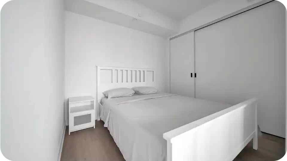 Ikea Queen White Bed, Mattress & Nightstand Set - photo 2