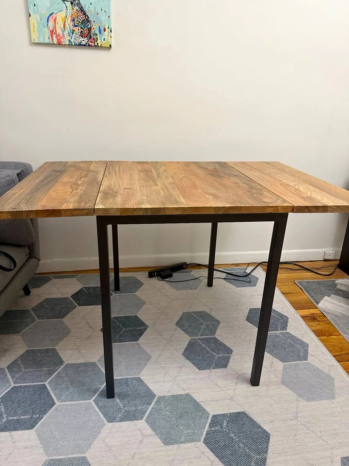 West Elm Box Frame Drop Leaf Dining Table, 24-48" Raw Mango