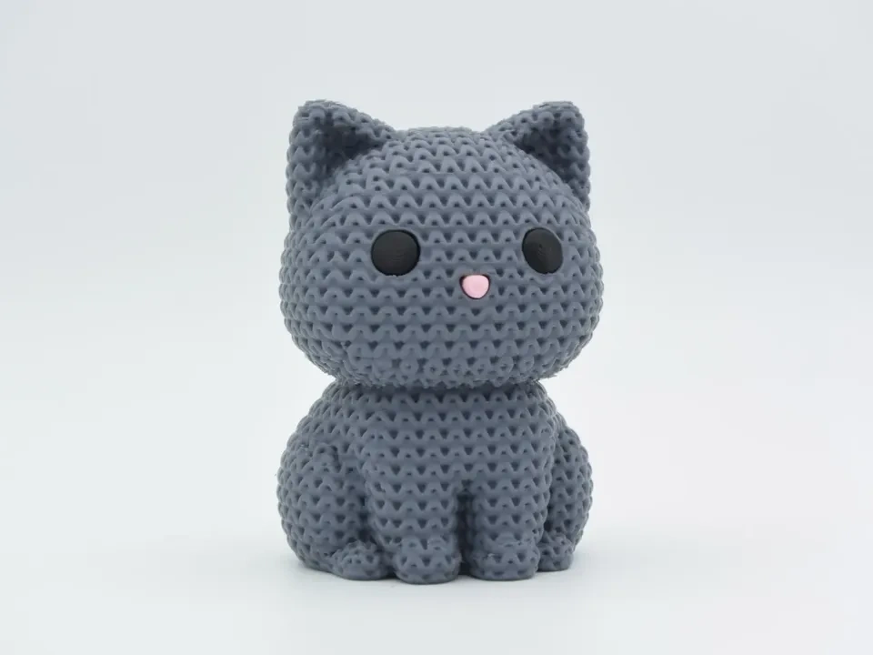 3D Printed Knitted Cat Figurine, Cute Desk Decor - photo 2