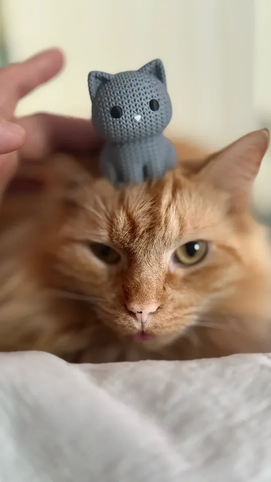 3D Printed Knitted Cat Figurine, Cute Desk Decor - photo 4