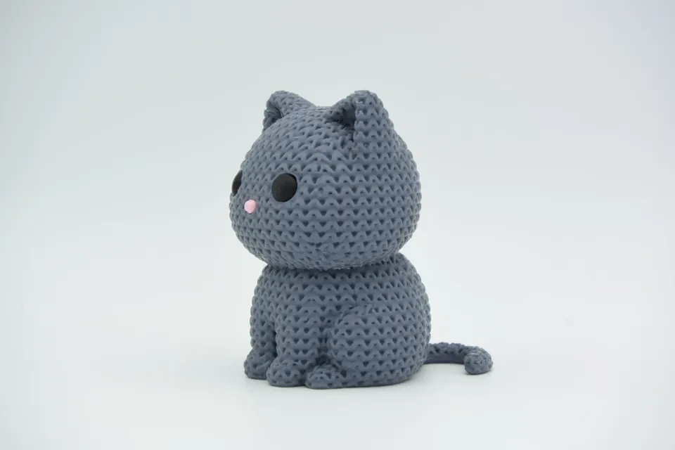 3D Printed Knitted Cat Figurine, Cute Desk Decor - photo 5