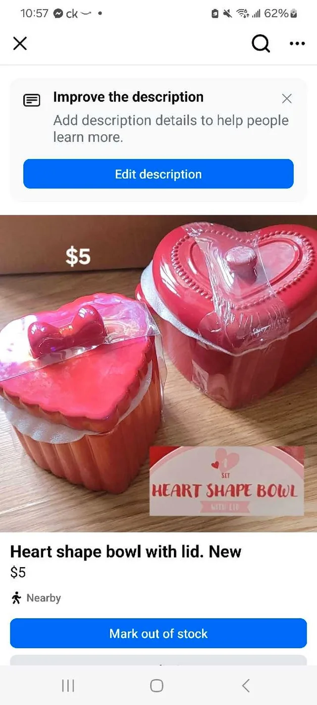 Heart Shaped Bowl with Lid. Both for $5 thumbnail