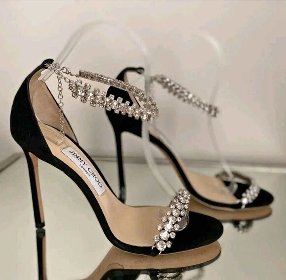 Jimmy Choo Shiloh 100 Black Suede Sandals