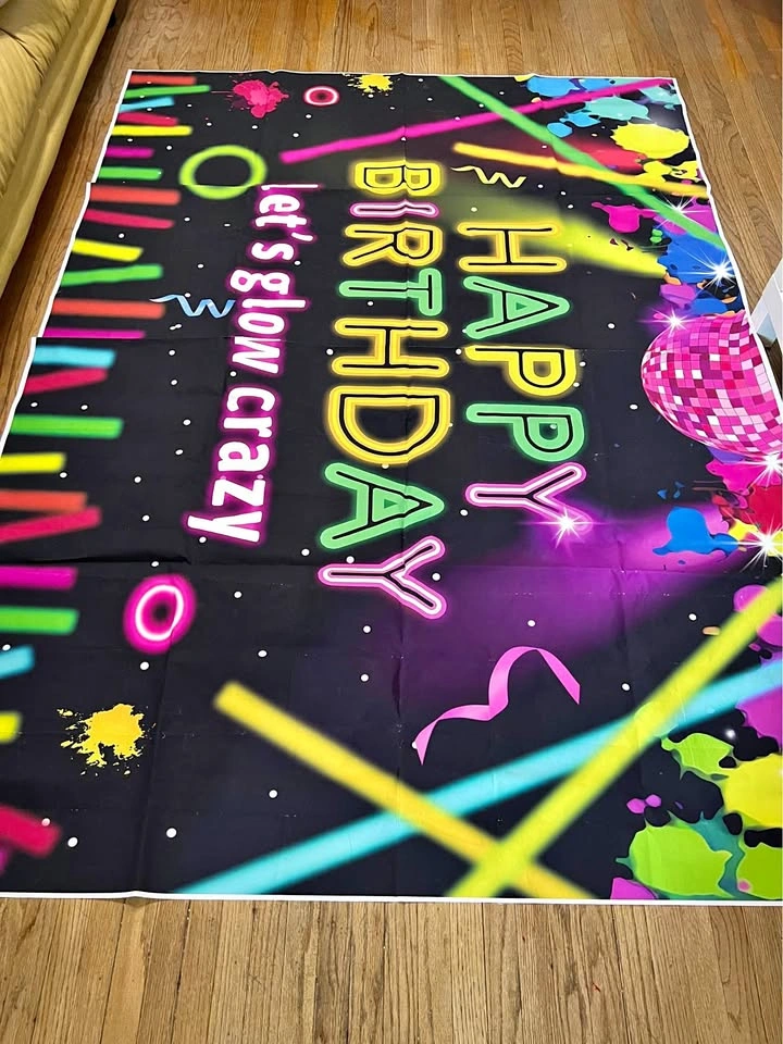 ⚽ Big Happy Birthday “Lets Glow crazy “ Banner - New