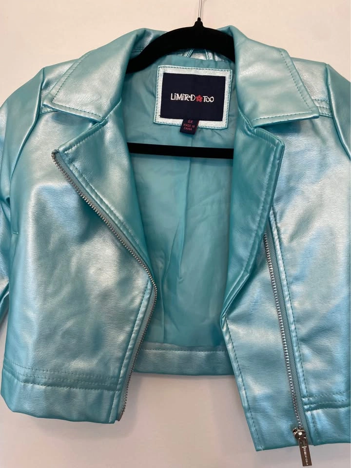 Girls faux leather jacket size 6x kids - photo 3