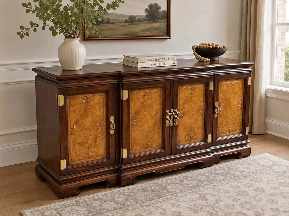 Beautiful vintage burl wood buffet / credenza