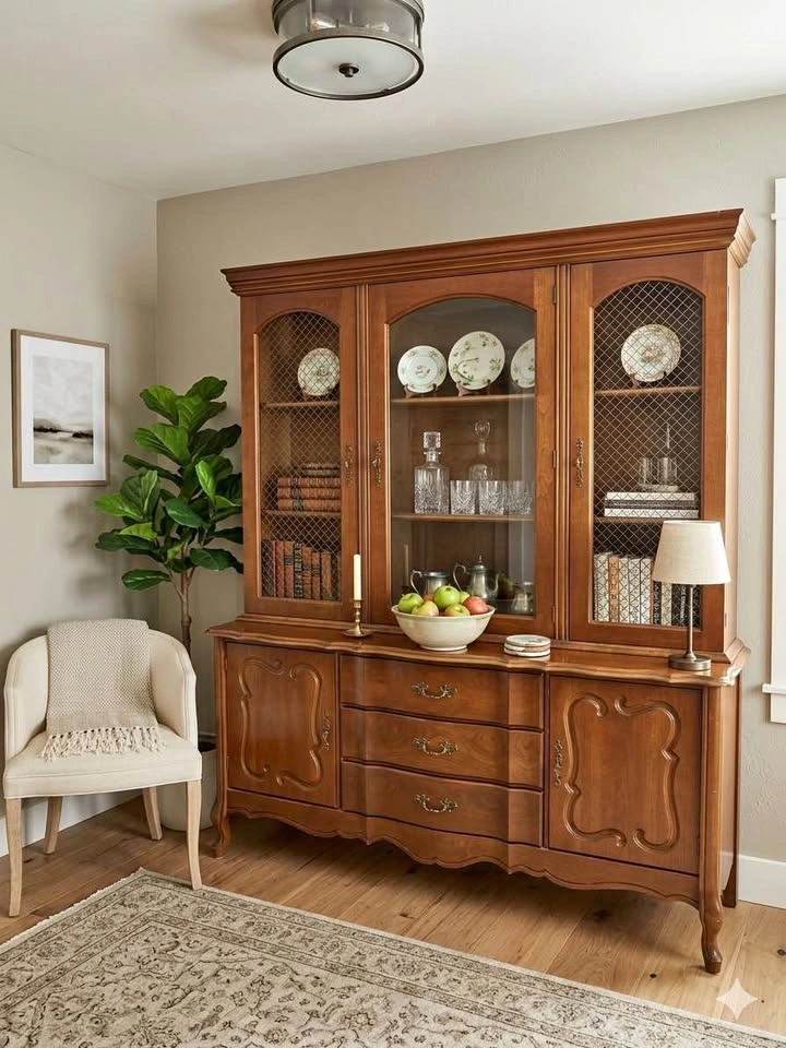 Vintage French Provincial China Cabinet