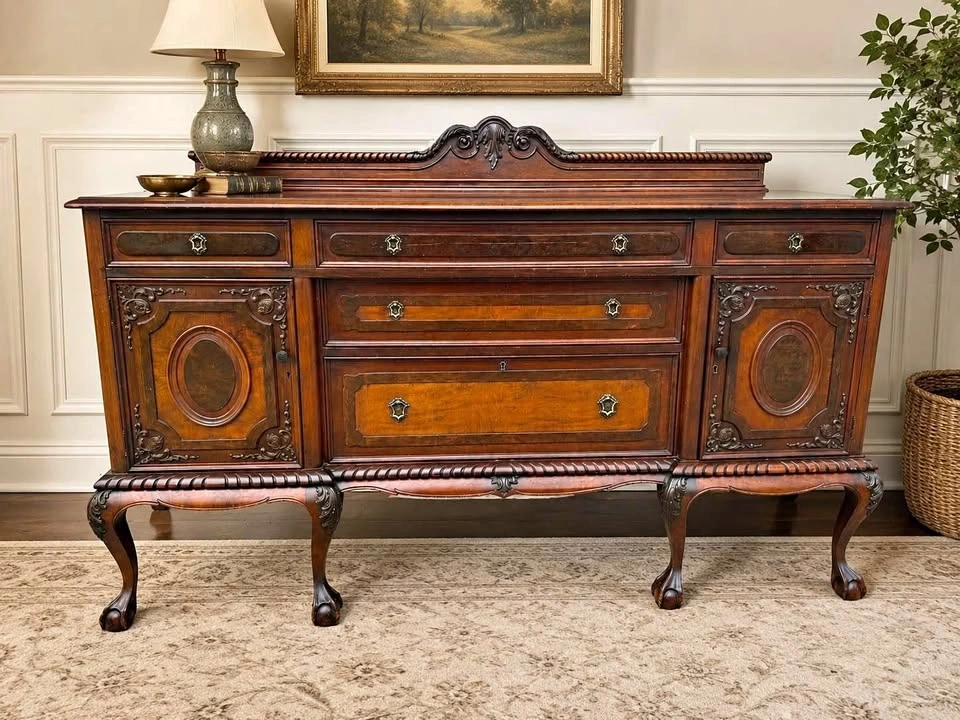 Early 1900s Antique Mahogany Sideboard Buffet