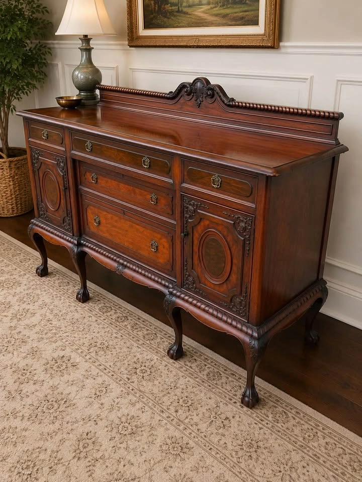 Early 1900s Antique Mahogany Sideboard Buffet - photo 2