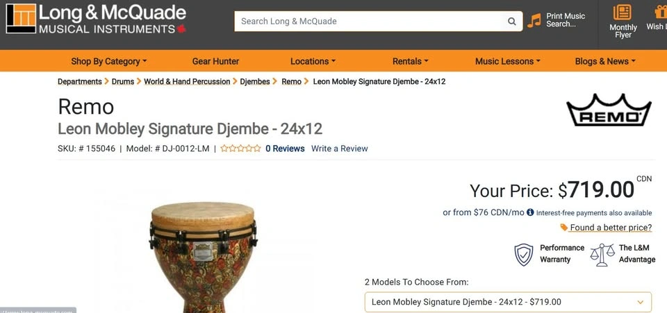 Djembe Drum - Remo Mondo 12" Key-Tuned – Leon Mobley Series - photo 5