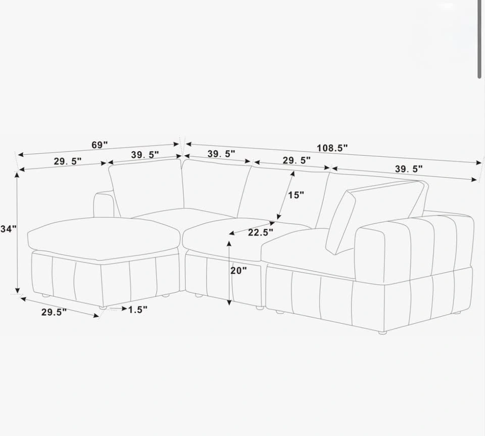 Wayfair Corduroy L-Shaped Sectional - photo 3