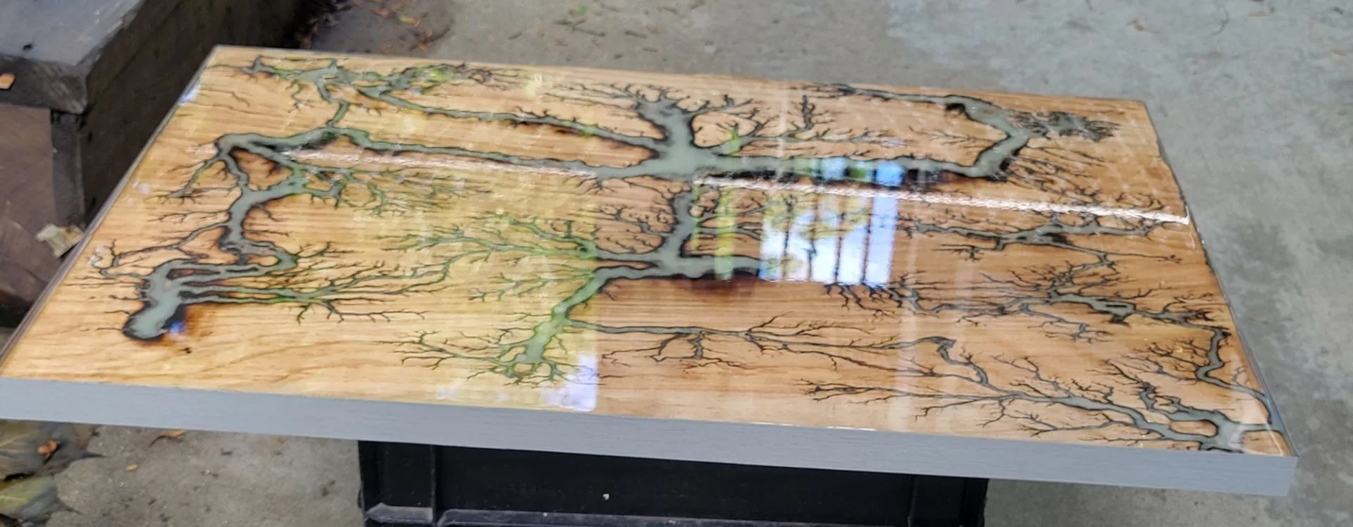 Handmade Fractal Burn Resin Art – 24" x 16" - photo 4