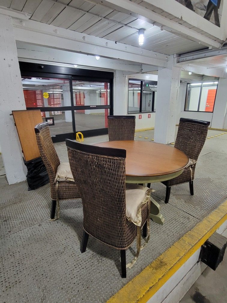 Dining Set – Round Table + 4 Woven Chairs – Coastal/Tropical Sty - photo 2