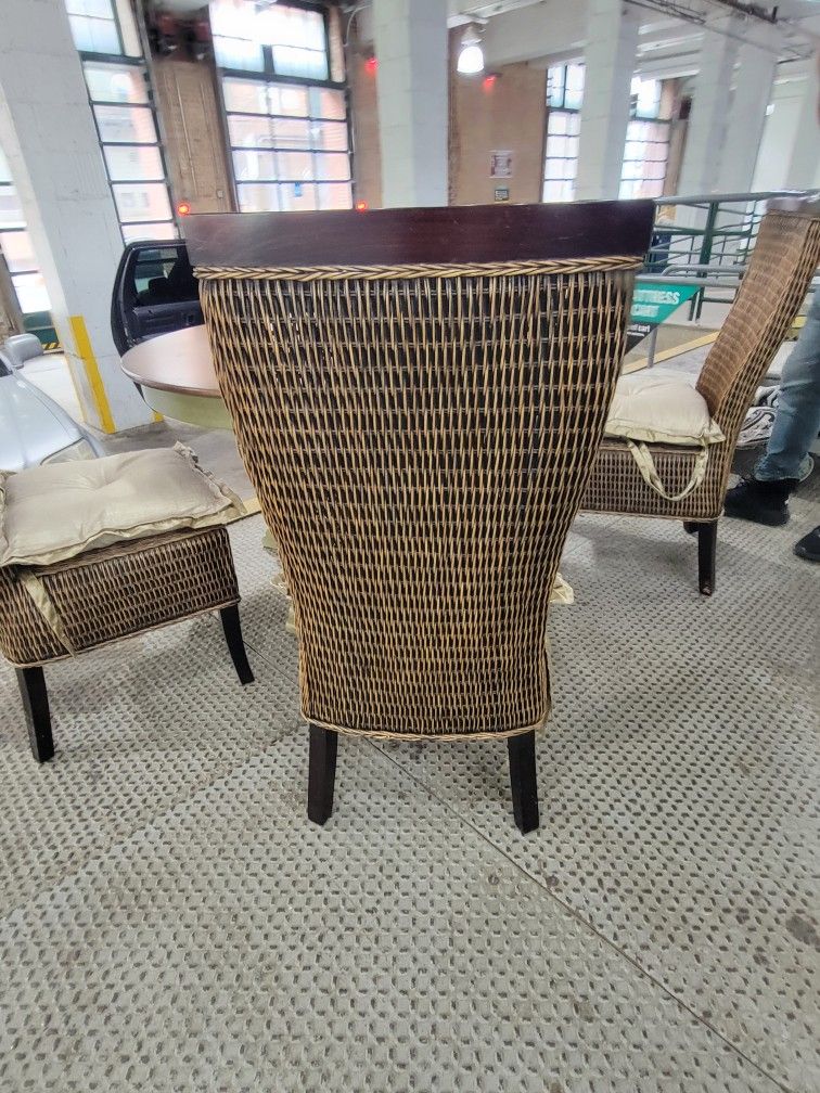 Dining Set – Round Table + 4 Woven Chairs – Coastal/Tropical Sty - photo 4