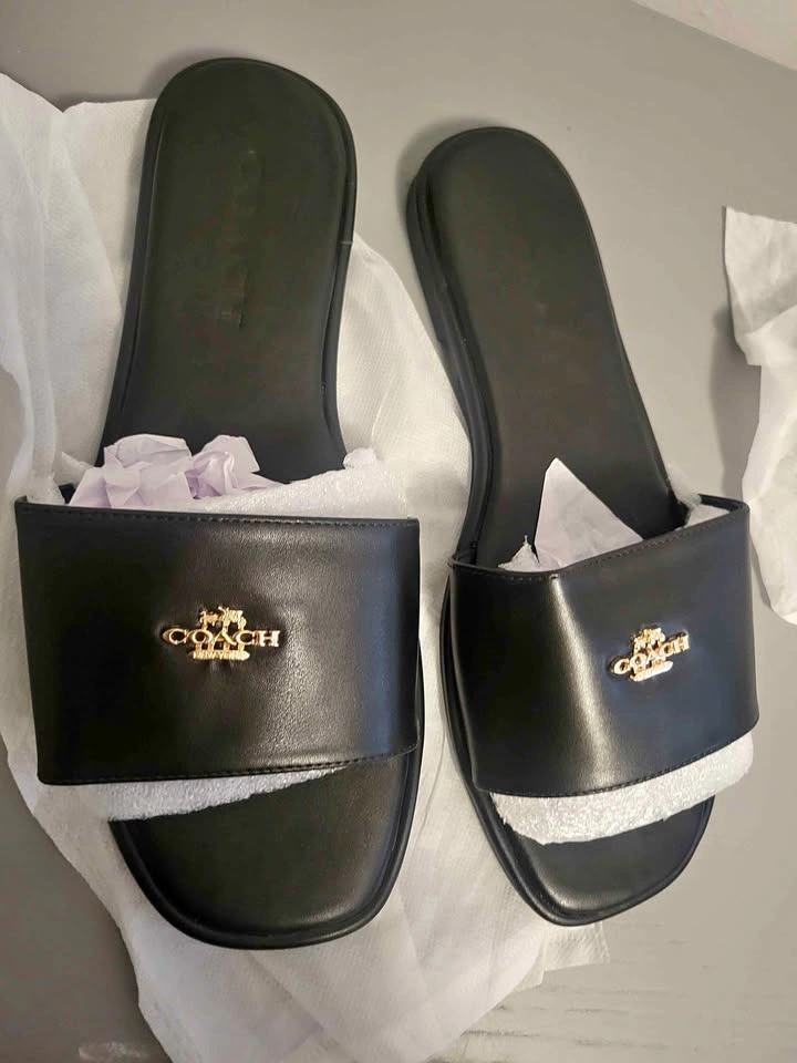 New Coach slide sandals in black color size 42