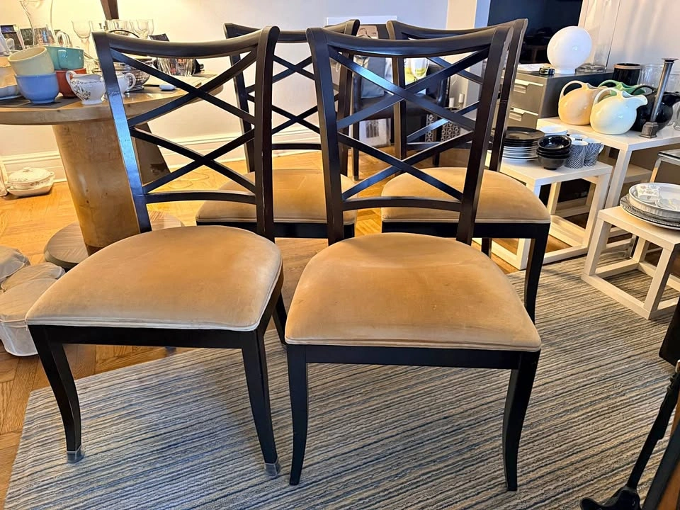 Set of 4 Crate & Barrel X-Back Wood Dining Chairs
