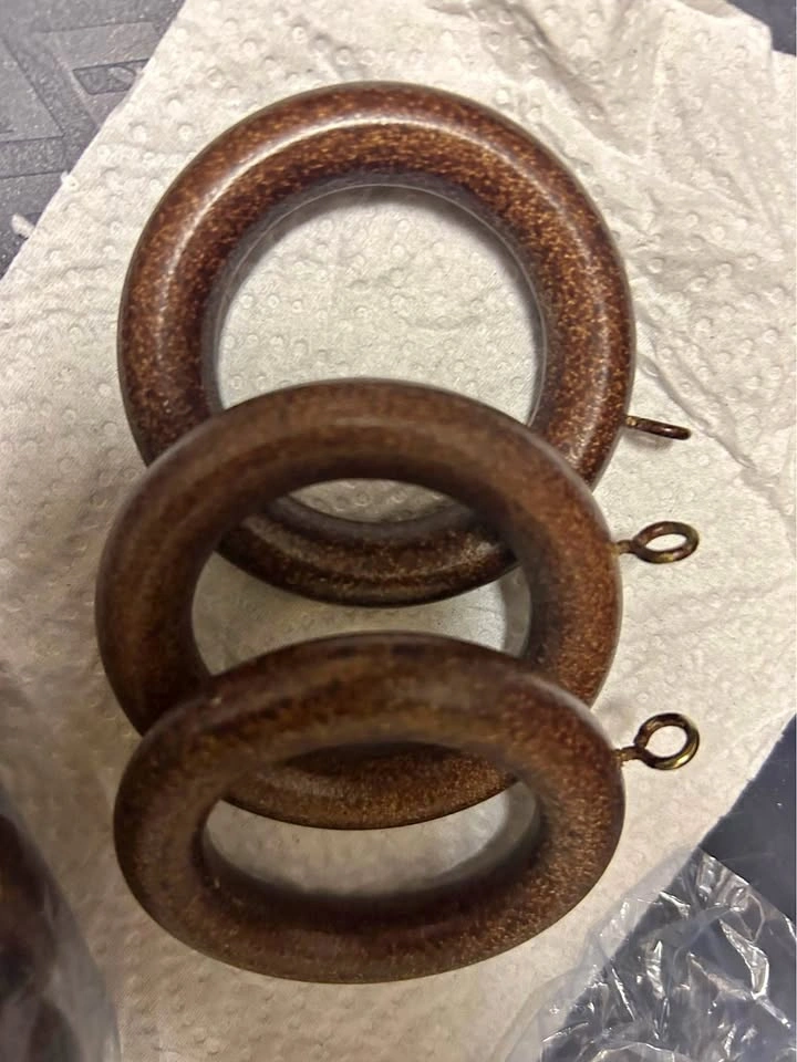 28 Dark Walnut Wooden Curtain Rings