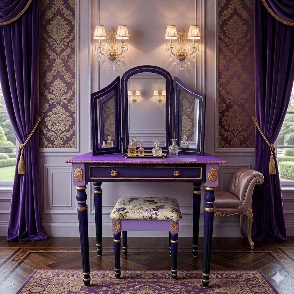 Vanity Table w/Mirror & Ottoman - photo 5