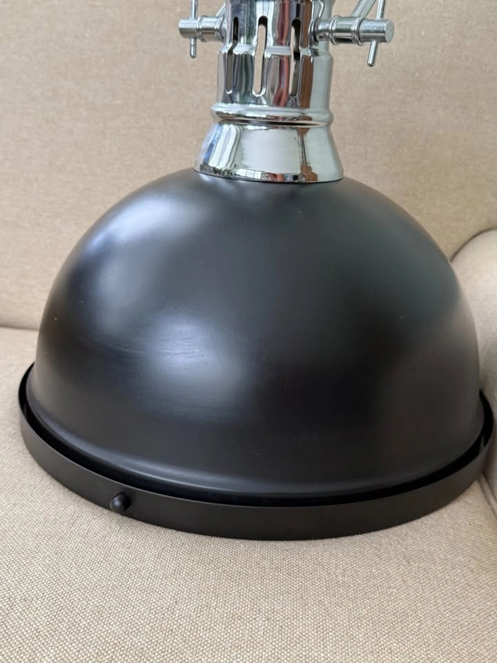 Pair of Designer Industrial Pendant Lights – Matte Black - photo 2