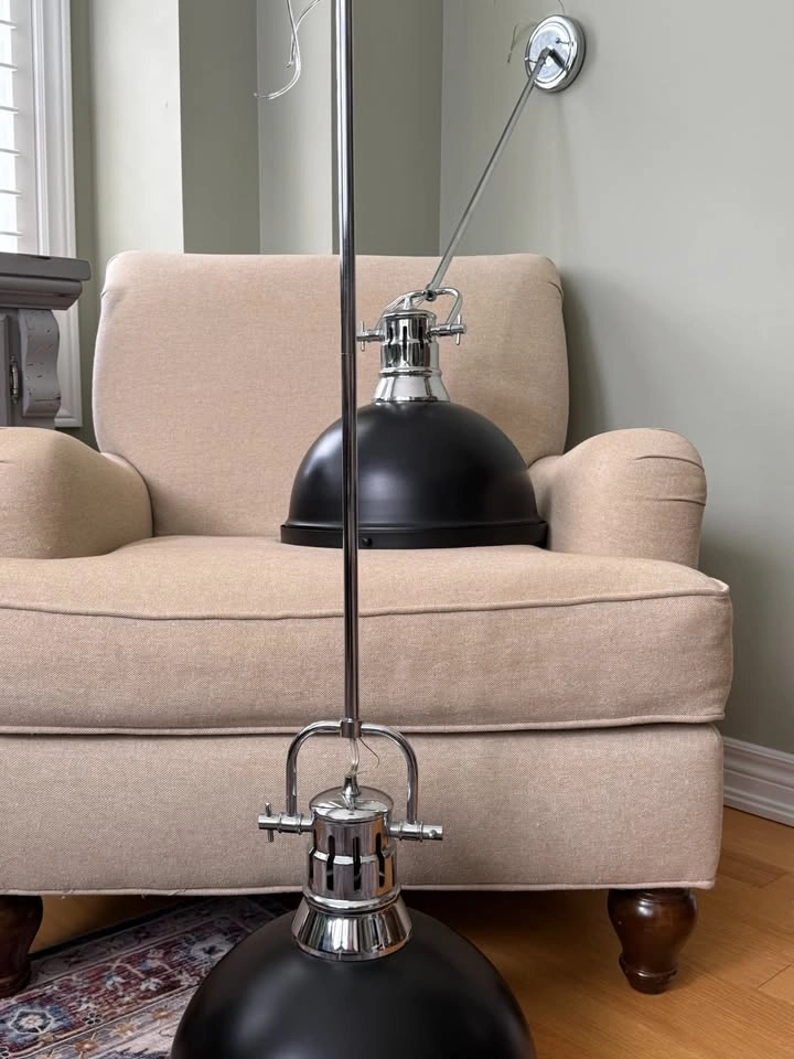 Pair of Designer Industrial Pendant Lights – Matte Black - photo 3
