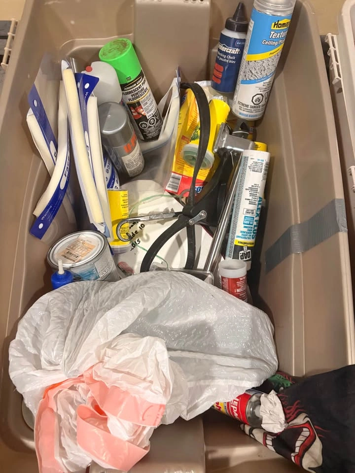 Assorted Home Improvement and Painting Supplies in Storage Bins - photo 2