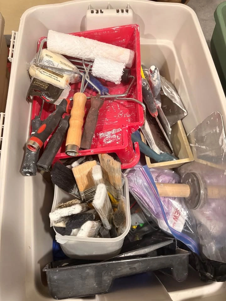 Assorted Home Improvement and Painting Supplies in Storage Bins - photo 3